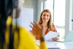 A student getting a review on her statement of purpose for graduate studies